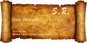 Sax Rezső névjegykártya